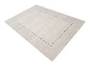 Ivory Contemporary Gabbeh Hand Loomed Wool Area Rug - Blue Brown Border by The Rug Decor