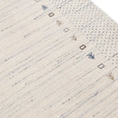 Ivory Contemporary Gabbeh Hand Loomed Wool Area Rug - Blue Brown Border by The Rug Decor