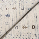 Ivory Contemporary Gabbeh Hand Loomed Wool Area Rug - Blue Brown Border by The Rug Decor