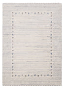 Ivory Contemporary Gabbeh Border Design Hand Loomed Wool Rug