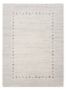 Ivory Contemporary Gabbeh Hand Loomed Wool Area Rug - Blue Brown Border by The Rug Decor