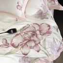 GobekUsa Blooming Flowers Embroidery Bedding Set 600TC Egyptian Cotton Duvet Cover Queen King