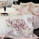 GobekUsa Blooming Flowers Embroidery Bedding Set 600TC Egyptian Cotton Duvet Cover Queen King