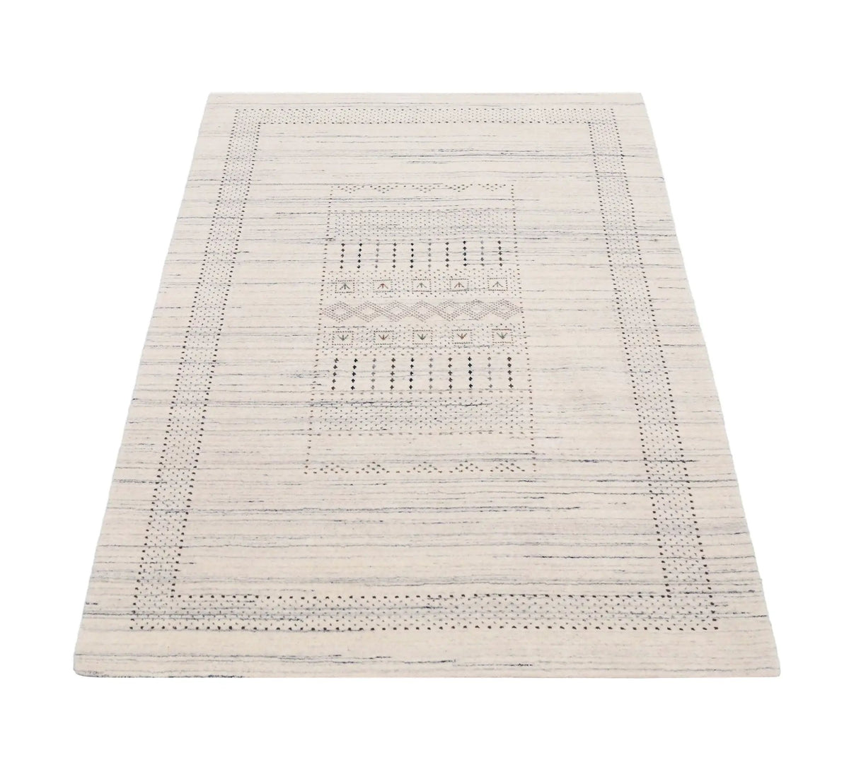 Ivory Wool Hand-Loomed Area Rug - Authentic Gabbeh Tribal Design, photo 3 of 11