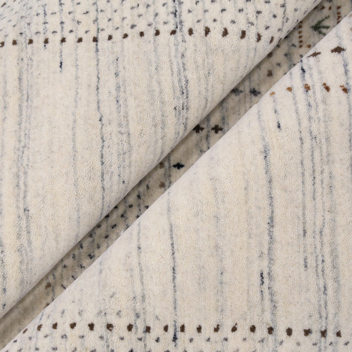 Ivory Wool Hand-Loomed Area Rug - Authentic Gabbeh Tribal Design, photo 6 of 11