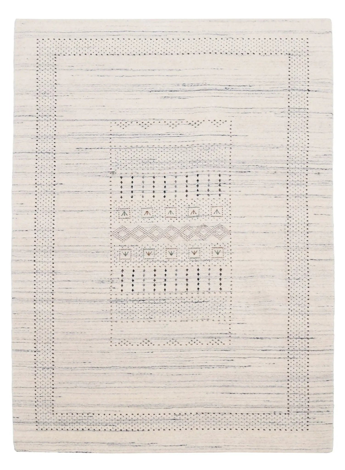 Ivory Wool Hand-Loomed Area Rug - Authentic Gabbeh Tribal Design