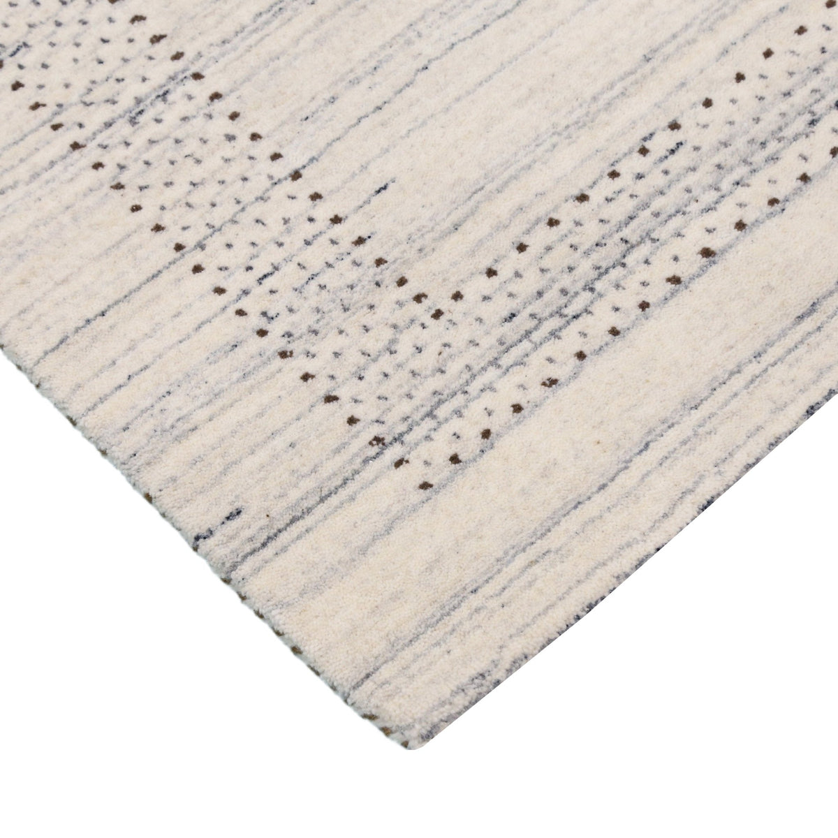 Ivory Wool Hand-Loomed Area Rug - Authentic Gabbeh Tribal Design, photo 10 of 11