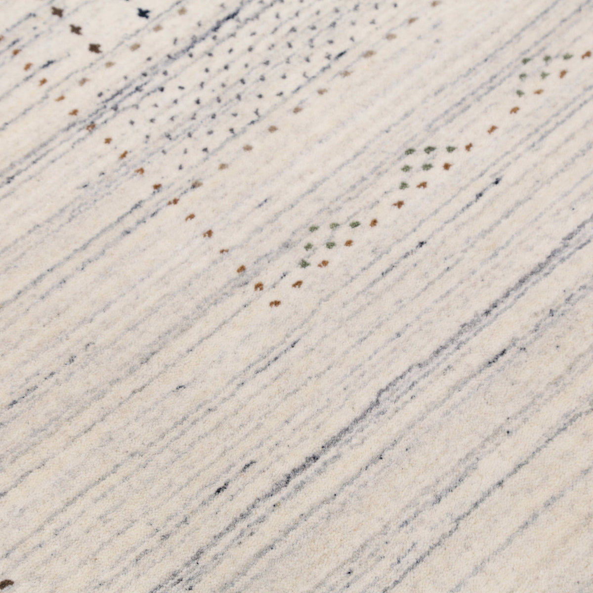 Ivory Wool Hand-Loomed Area Rug - Authentic Gabbeh Tribal Design, photo 7 of 11