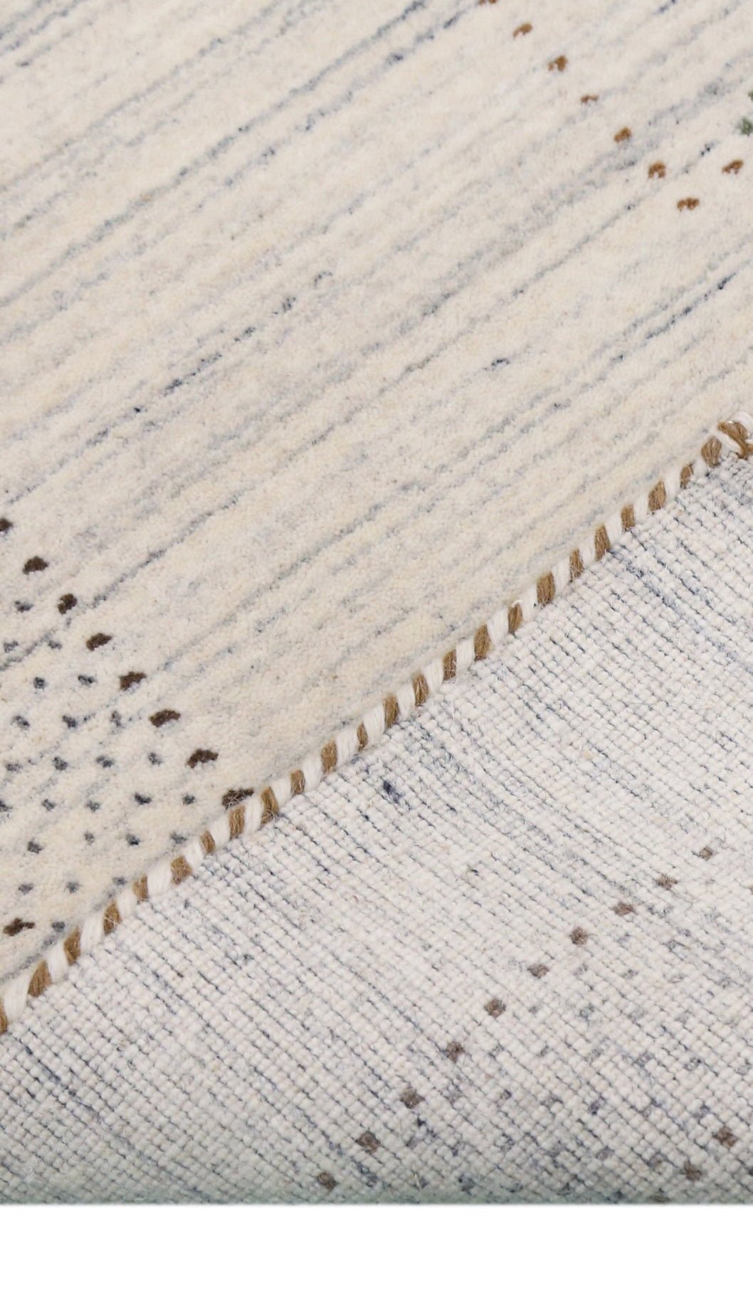 Ivory Wool Hand-Loomed Area Rug - Authentic Gabbeh Tribal Design, photo 11 of 11
