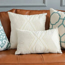 Ivory geometric embroidery cushion cover living room decor by Decorbites