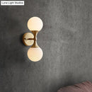 GobekUsa Ivory Glass Ball Wall Lamp with 2-Head Brass Sconce for Bedroom