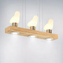 GobekUsa Ivory Glass Bird Island Pendant Lighting Fixture with Decorative Wood Suspended Design