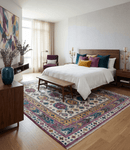 Ivory Gold and Pink Hand Knotted Wool Area Rug - Traditional Boteh Design