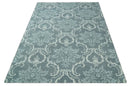 Hand Tufted Wool Area Rug with Ivory Gray and Blue Ikat Contemporary Design Style