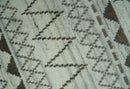 Ivory Gray Charcoal Wool Area Rug - Southwestern Hand Knotted