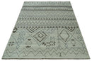 Ivory Gray Charcoal Wool Area Rug - Southwestern Hand Knotted