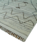 Ivory Gray Charcoal Wool Area Rug - Southwestern Hand Knotted