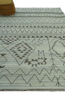Ivory Gray Charcoal Wool Area Rug - Southwestern Hand Knotted