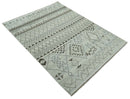 Ivory Gray Charcoal Wool Area Rug - Southwestern Hand Knotted