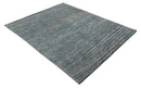 Ivory, Gray, Charcoal and Brown Antique Stripes Design Hand knotted 8x10 wool Area Rug by The Rug Decor