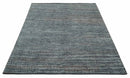 Ivory, Gray, Charcoal and Brown Antique Stripes Design Hand knotted 8x10 wool Area Rug by The Rug Decor