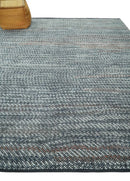 Ivory, Gray, Charcoal and Brown Antique Stripes Design Hand knotted 8x10 wool Area Rug by The Rug Decor