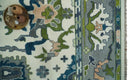 Ivory, Gray, Teal and Green Hand knotted Traditional Oushak 9x12 Wool Area Rug by The Rug Decor