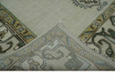 Ivory, Green and Beige Traditional Medallion Hand knotted Multi Size wool Area Rug