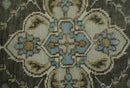 Ivory, Green and Beige Traditional Medallion Hand knotted Multi Size wool Area Rug