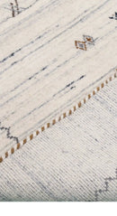 Ivory Hand Loomed Wool Area Rug - Modern Tribal Design Blue Brown by The Rug Decor