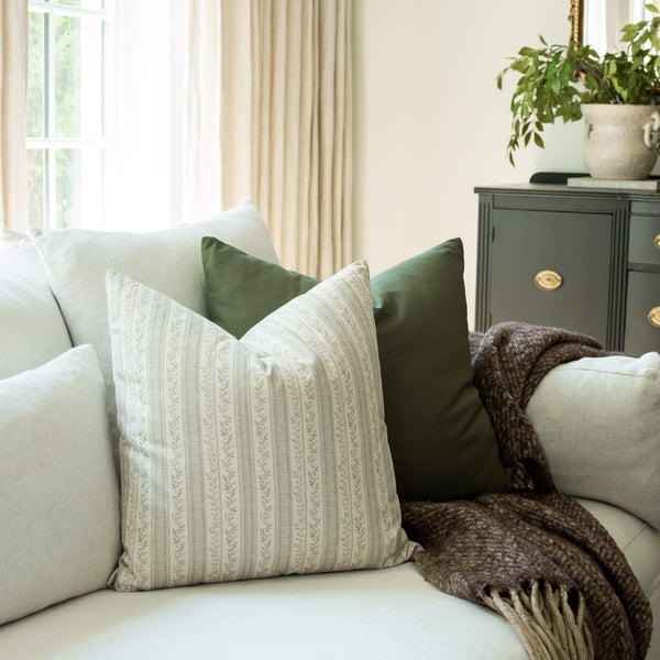 Faye Blue Vine Stripe Pillow Cover, photo 2 of 7