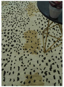 Ivory, Olive and Charcoal Leopard Design Hand Knotted Multi Size wool area rug