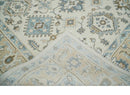 Ivory, Peach and Gray Hand knotted 8x10 Traditional Ikat Design Oushak wool Area Rug by The Rug Decor