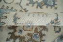Ivory, Peach and Gray Hand knotted 8x10 Traditional Ikat Design Oushak wool Area Rug by The Rug Decor