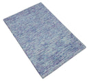 Purple Blue and Ivory Abstract Hand Tufted Premium Wool Area Rug by The Rug Decor