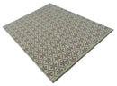 Ivory, Purple and Gray Hand Knotted Geometrical Floral 8x10 wool Area Rug by The Rug Decor