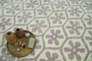 Ivory, Purple and Gray Hand Knotted Geometrical Floral 8x10 wool Area Rug by The Rug Decor