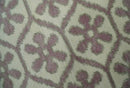 Ivory, Purple and Gray Hand Knotted Geometrical Floral 8x10 wool Area Rug by The Rug Decor