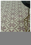 Ivory, Purple and Gray Hand Knotted Geometrical Floral 8x10 wool Area Rug by The Rug Decor