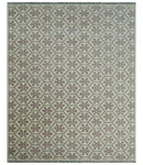 Ivory, Purple and Gray Hand Knotted Geometrical Floral 8x10 wool Area Rug by The Rug Decor