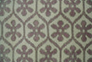 Ivory, Purple and Gray Hand Knotted Geometrical Floral 8x10 wool Area Rug by The Rug Decor