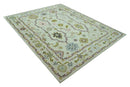 Ivory, Purple and Olive Floral Oushak Hand Tufted Custom Made wool rug by The Rug Decor