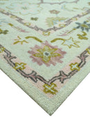 Ivory, Purple and Olive Floral Oushak Hand Tufted Custom Made wool rug by The Rug Decor