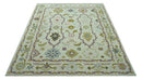 Ivory, Purple and Olive Floral Oushak Hand Tufted Custom Made wool rug by The Rug Decor