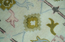 Ivory, Purple and Olive Floral Oushak Hand Tufted Custom Made wool rug by The Rug Decor