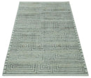 Ivory, Silver and Charcoal Modern Geometrical Puzzle Design hand knotted 5x8 wool Area Rug by The Rug Decor