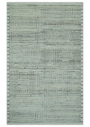 Ivory, Silver and Charcoal Modern Geometrical Puzzle Design hand knotted 5x8 wool Area Rug by The Rug Decor