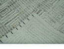 Ivory, Silver and Charcoal Modern Geometrical Puzzle Design hand knotted 5x8 wool Area Rug by The Rug Decor