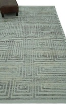 Ivory, Silver and Charcoal Modern Geometrical Puzzle Design hand knotted 5x8 wool Area Rug by The Rug Decor