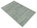 Ivory, Silver and Charcoal Modern Geometrical Puzzle Design hand knotted 5x8 wool Area Rug by The Rug Decor